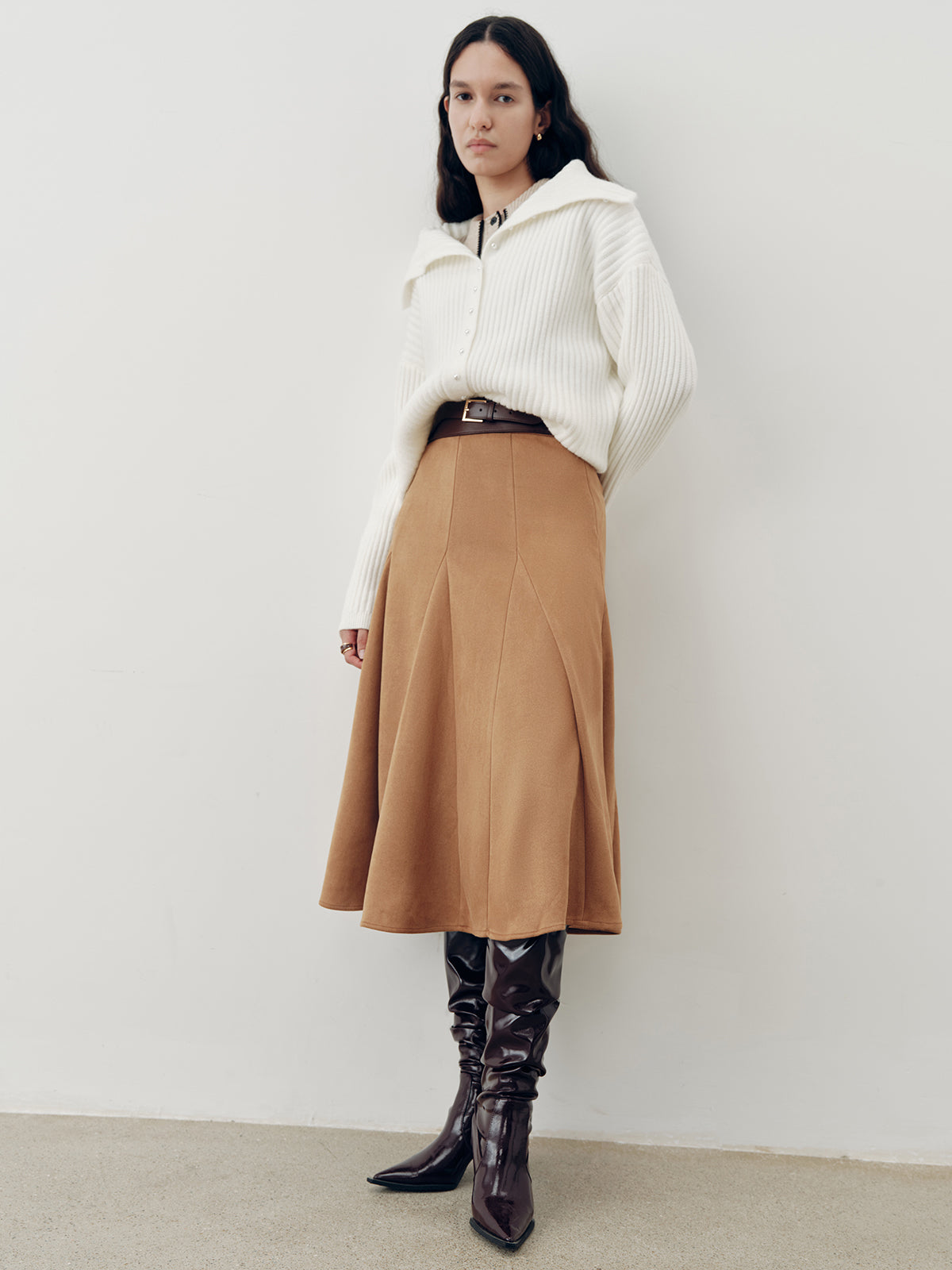 Suede A-Line Maxi Skirt