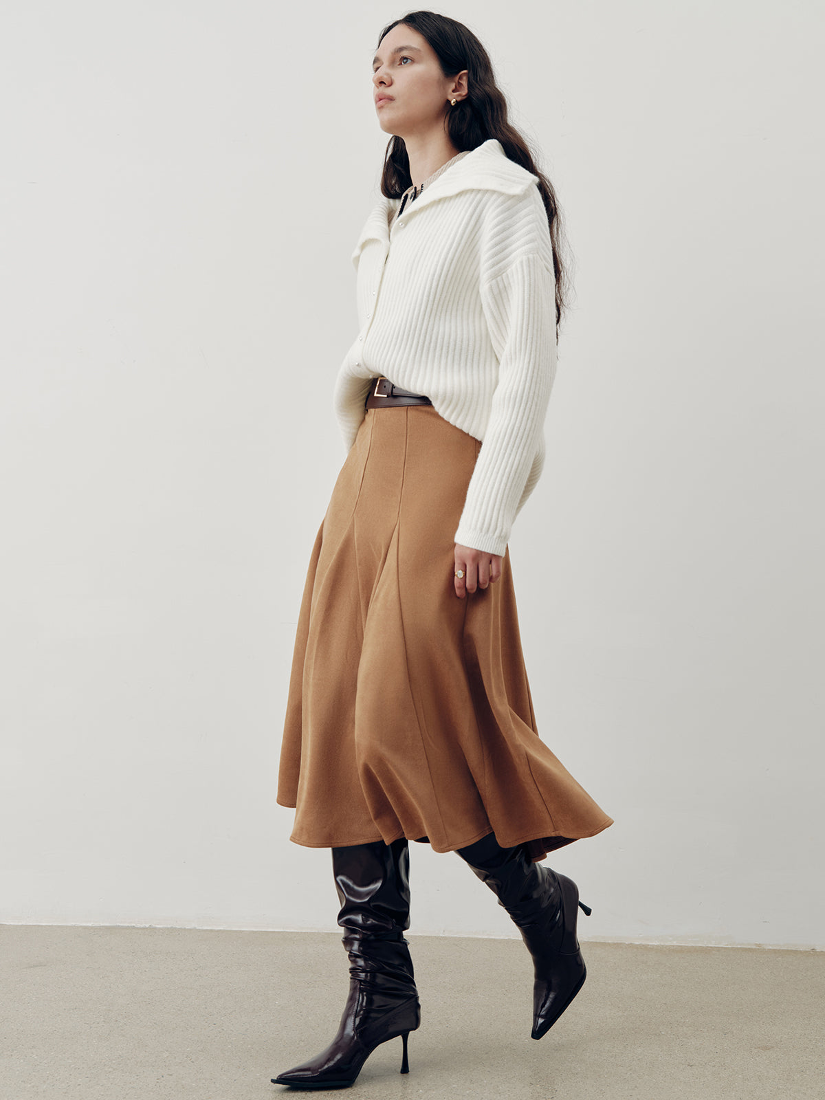 Suede A-Line Maxi Skirt