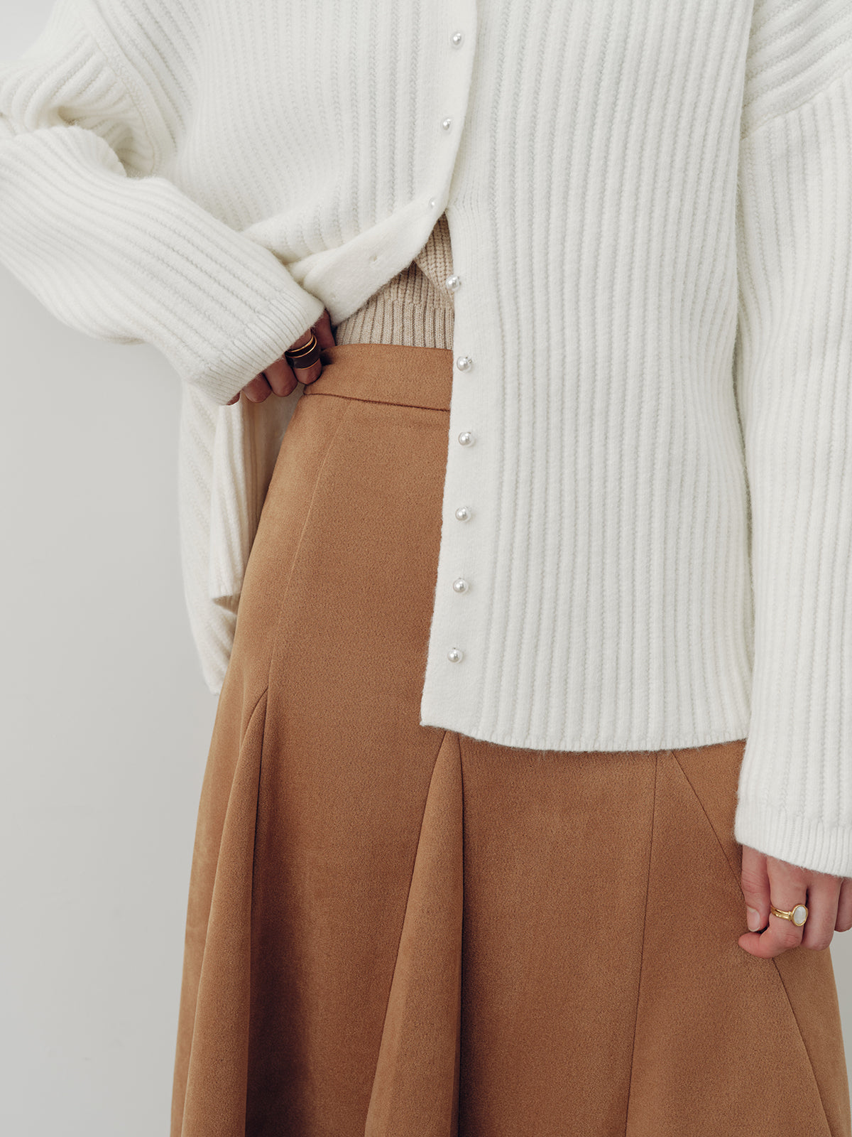 Suede A-Line Maxi Skirt