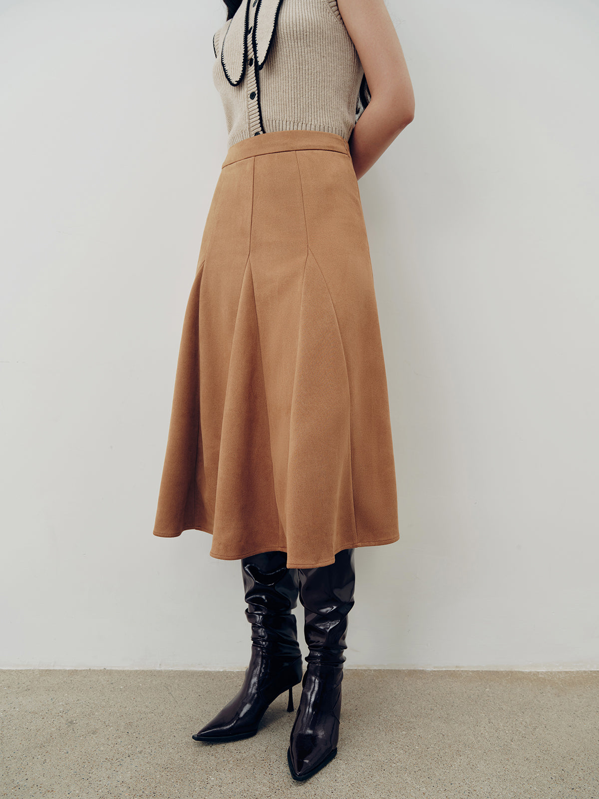 Suede A-Line Maxi Skirt