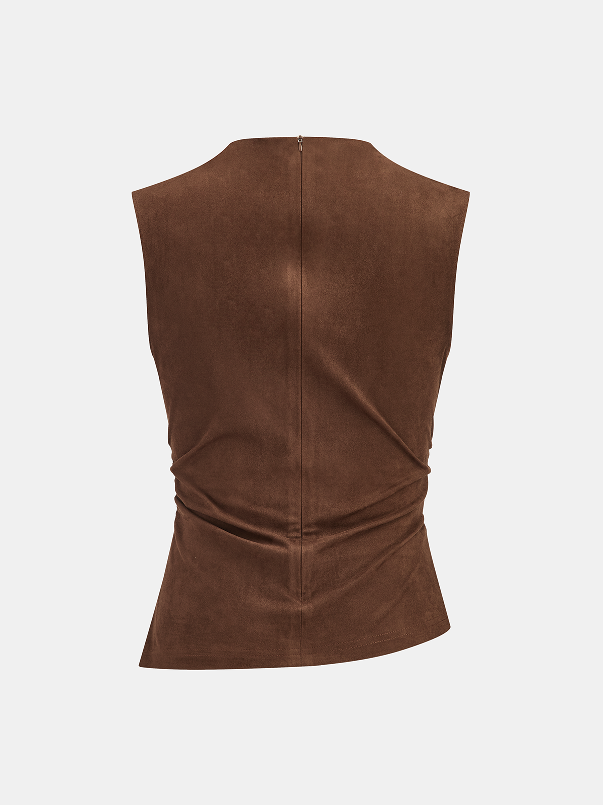 Suede Ruched Sleeveless Vest