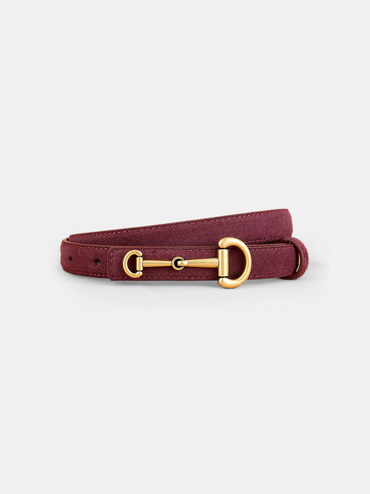 Horsebit Buckle Suede Thin Belt