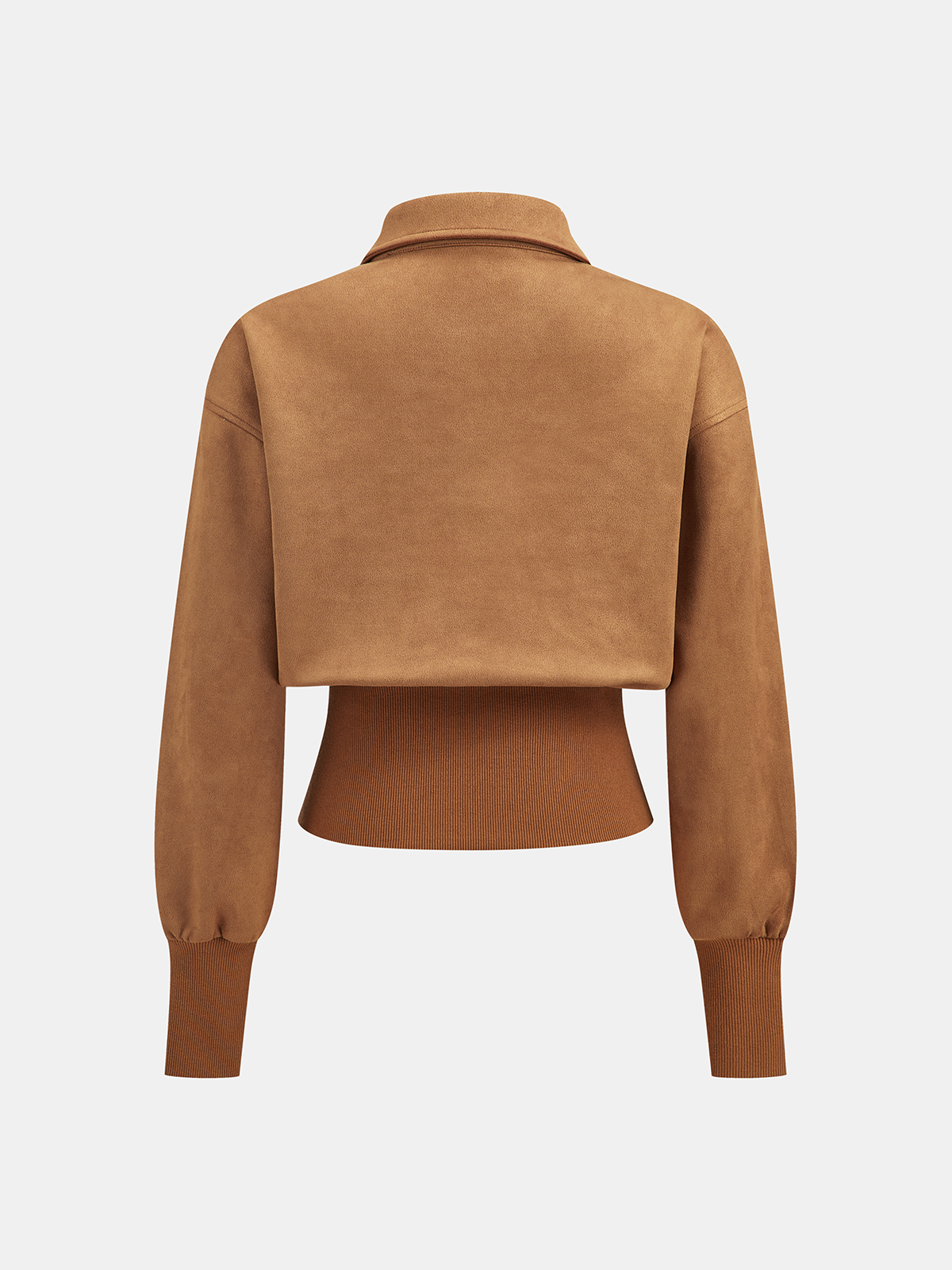 Cinched Waist Button-Front Suede Shirt