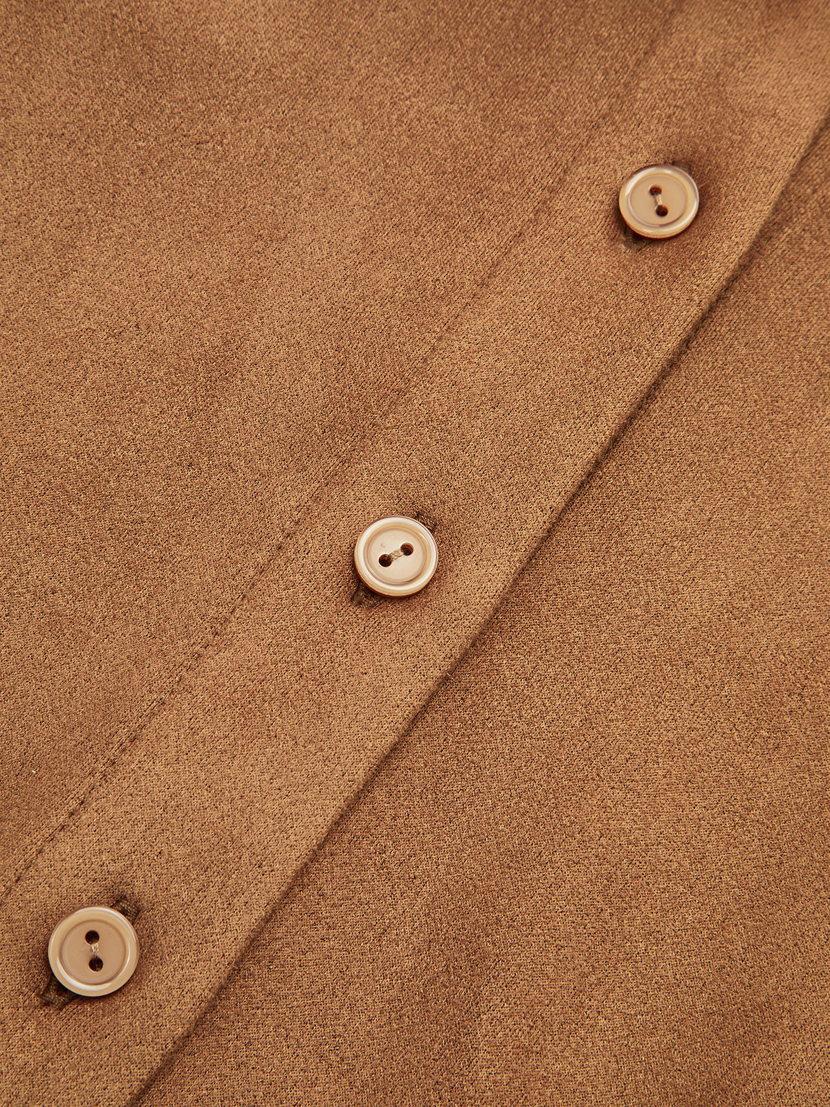 Cinched Waist Button-Front Suede Shirt
