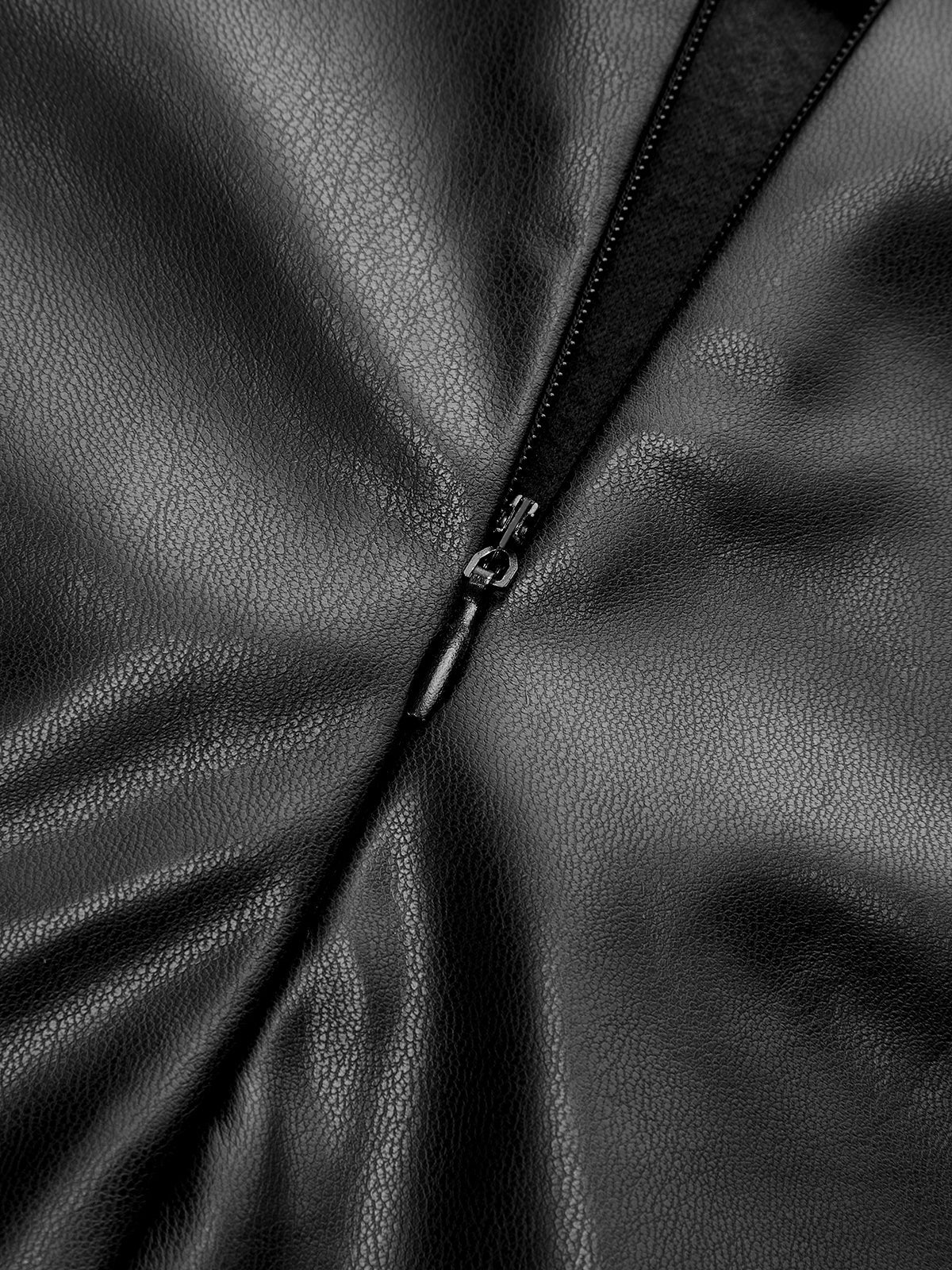 Faux Leather Slit Ruched Maxi Skirt