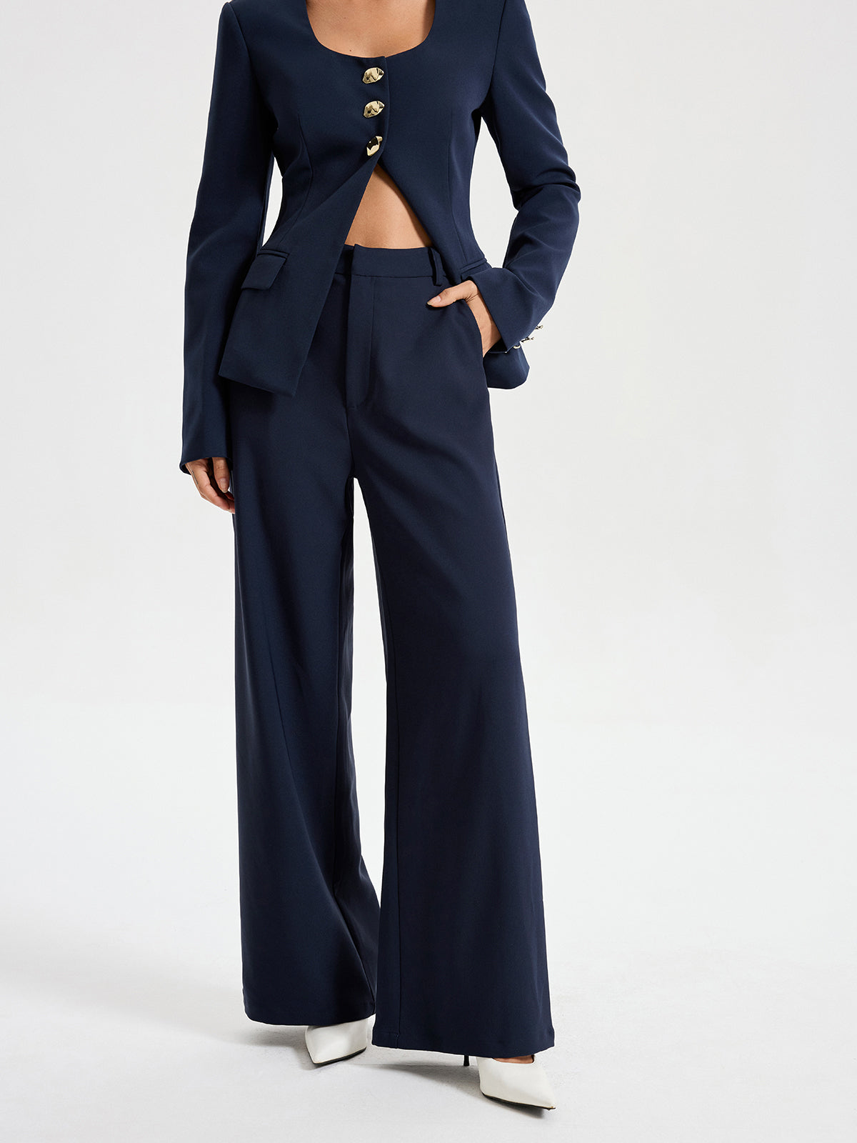 High-Waist Straight-Leg Pants
