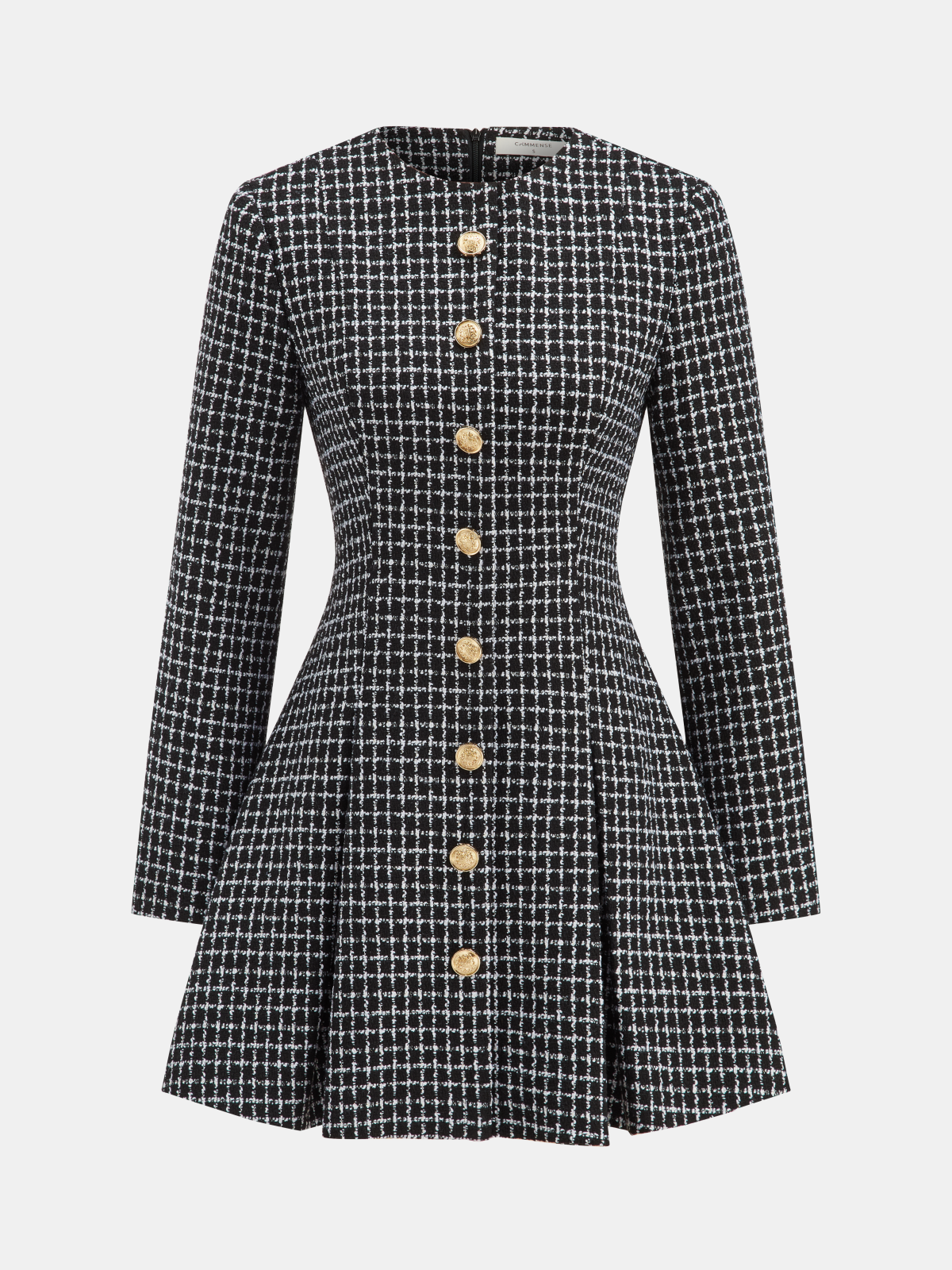 Plaid Metal Button A-Line Mini Dress