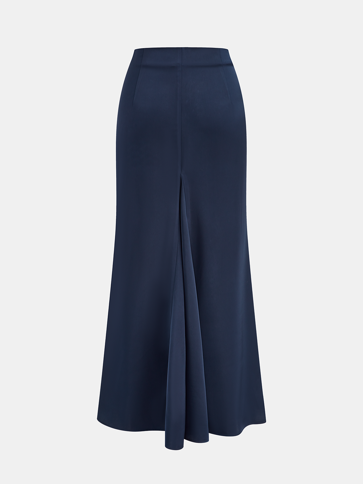 Asymmetric Ruffle Metal Detail Satin Maxi Skirt