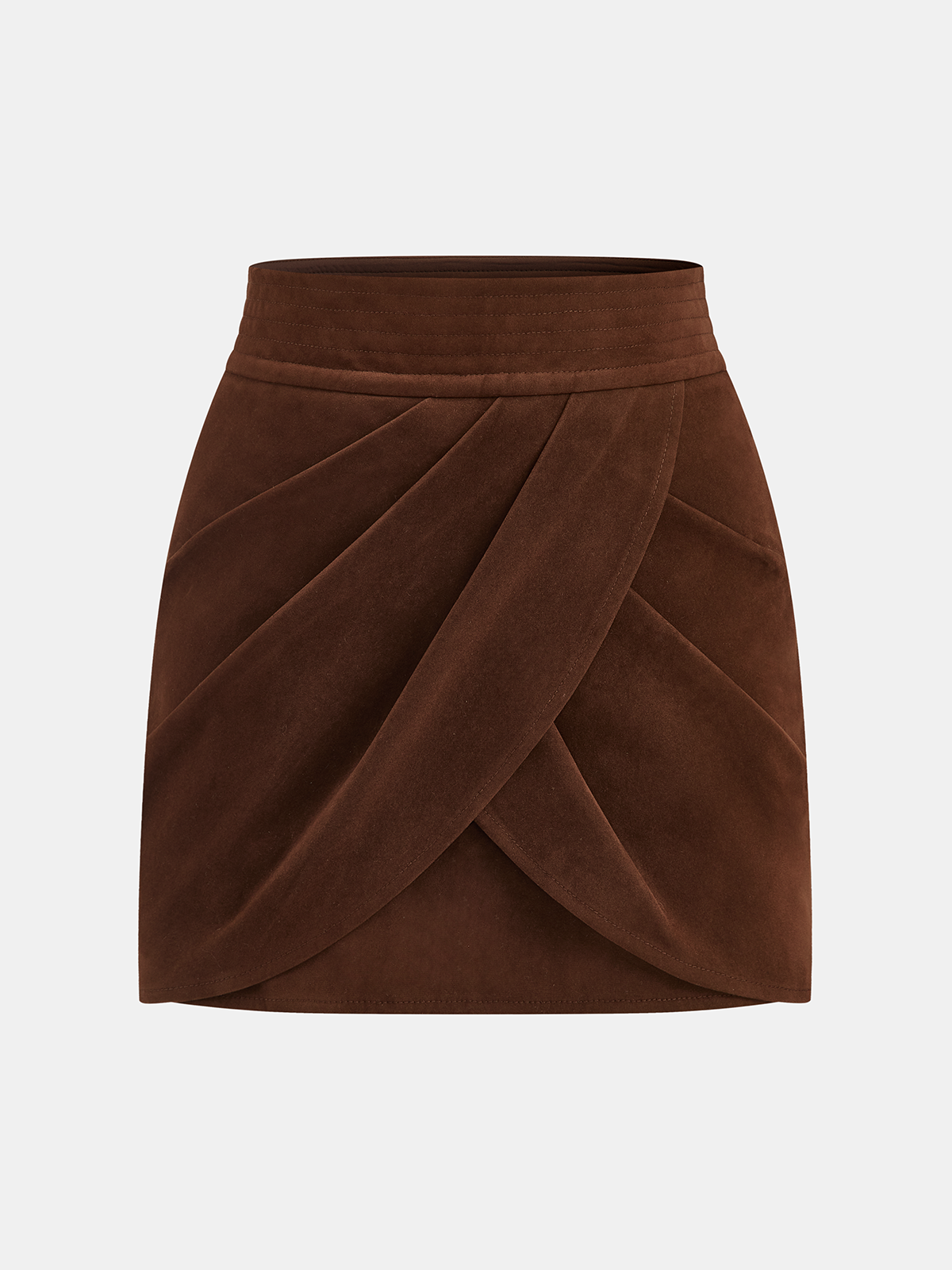 Asymmetric Pleated Suede Mini Skirt
