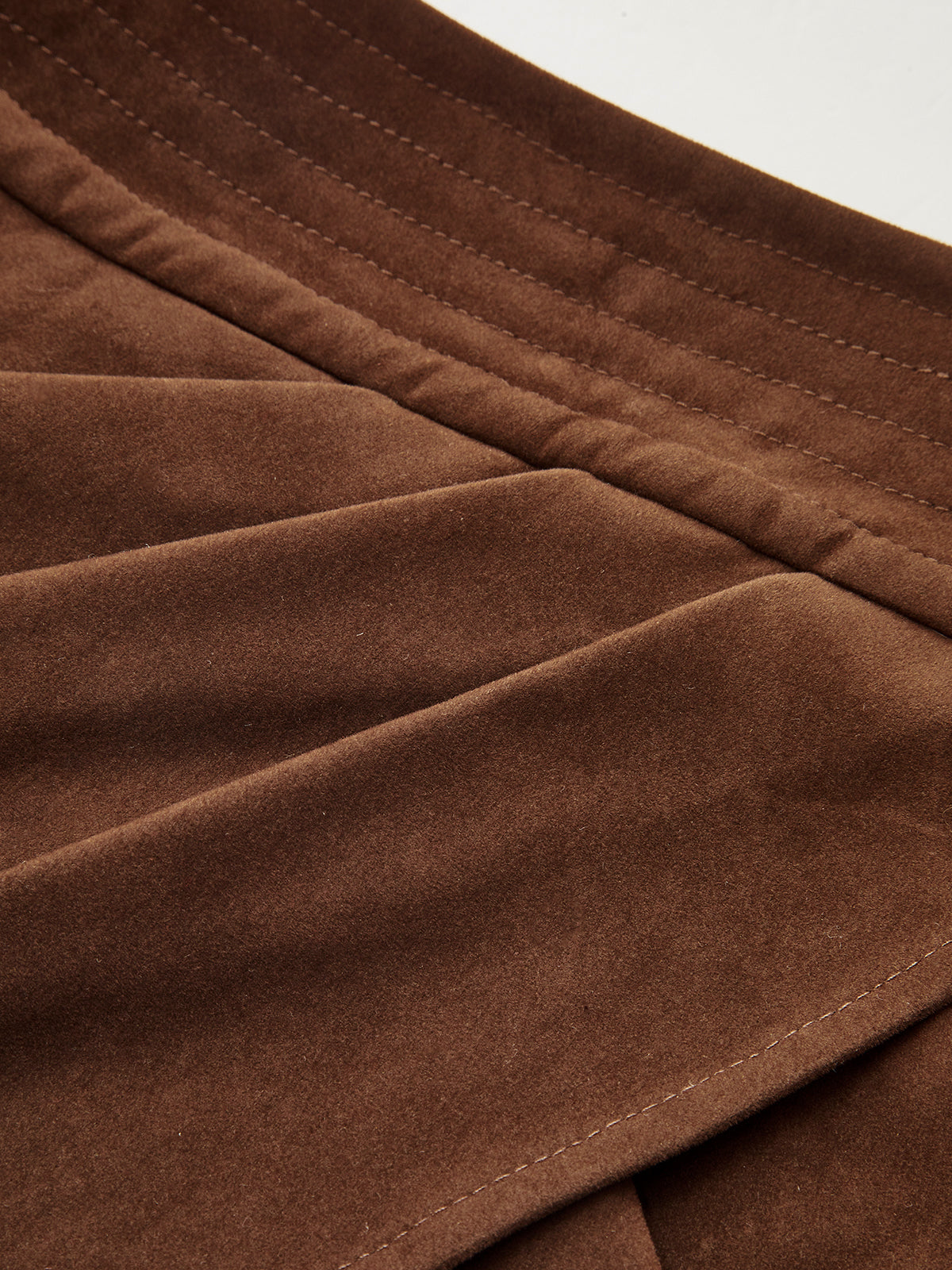 Asymmetric Pleated Suede Mini Skirt