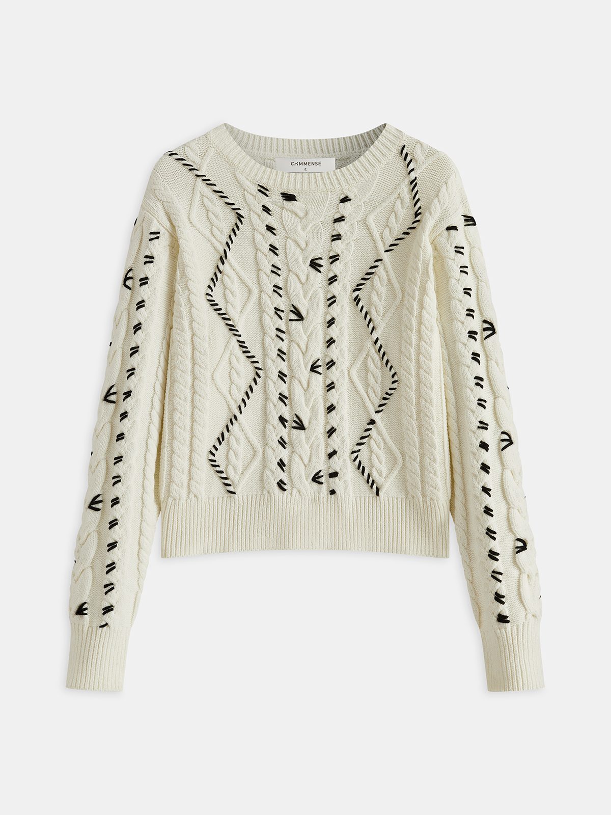 Contrast Stitch Cable Knit Sweater