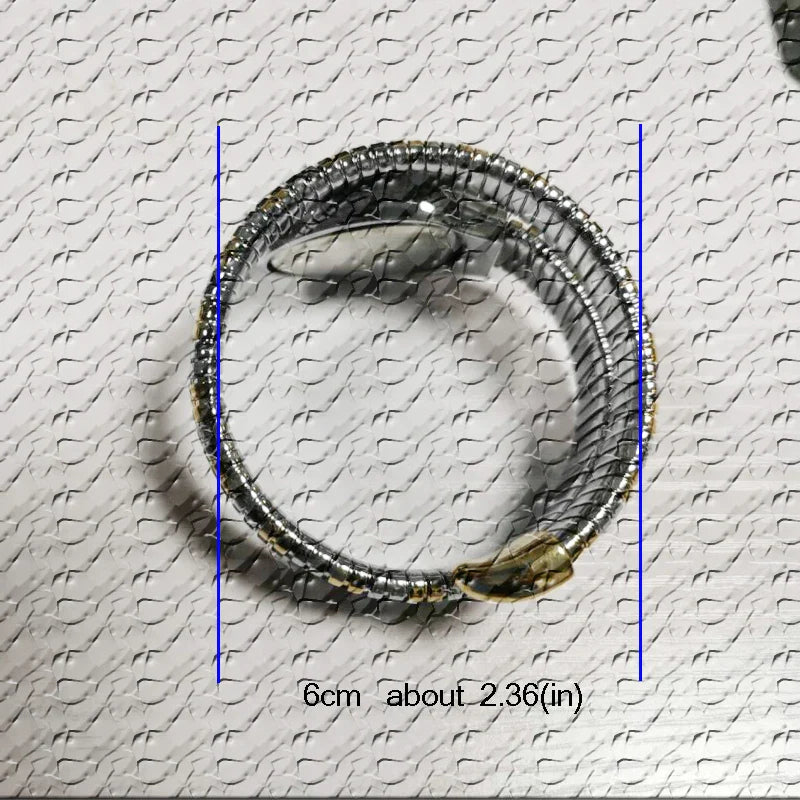 Elegant Snake Shape Women’s Watch - Gold & Silver Scalable Bracelet with Bling Diamonds, Quartz Ladies Wristwatch