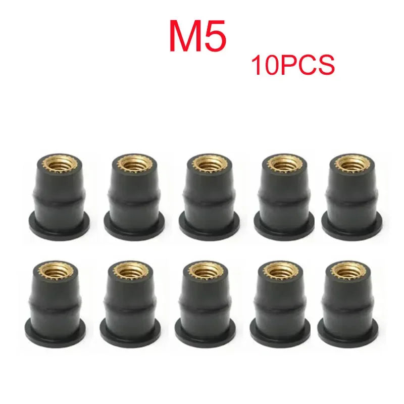 30/10PCS M5 M6 Motorcycle Windscreen Windshield Bolts Screws Metric Rubber Well Nut Fastener For Honda Suzuki Yamaha Kawasaki