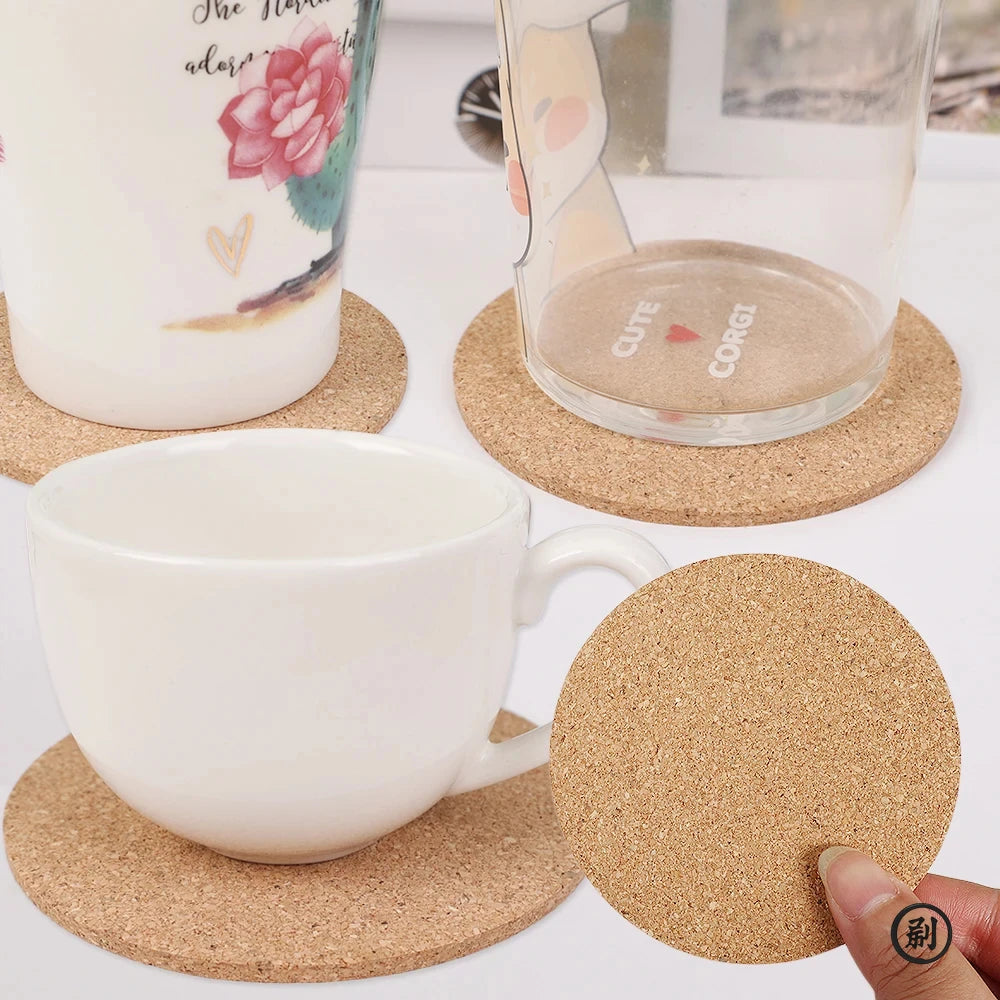 1/5/10PCS Mat Natural Round Wooden Pad Durable Non-Slip Cork Coaster Tea Coffee Mug Drinks Holder for Table Decor DIY Tableware