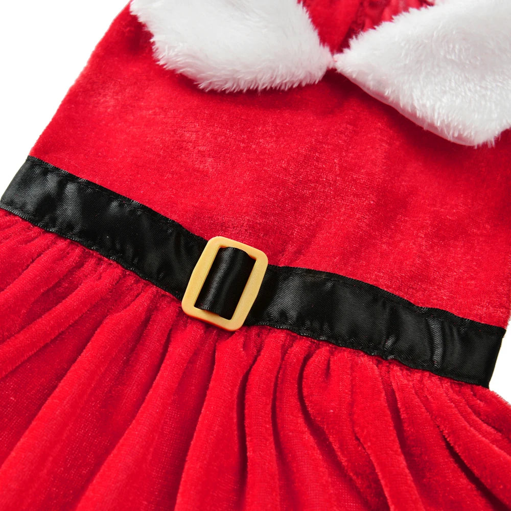Cute Pet Dresses Christmas Festival Party Costume For Small Dogs Cats Red Princess Skirt Gifts Yorkshire French bulldog Clothes