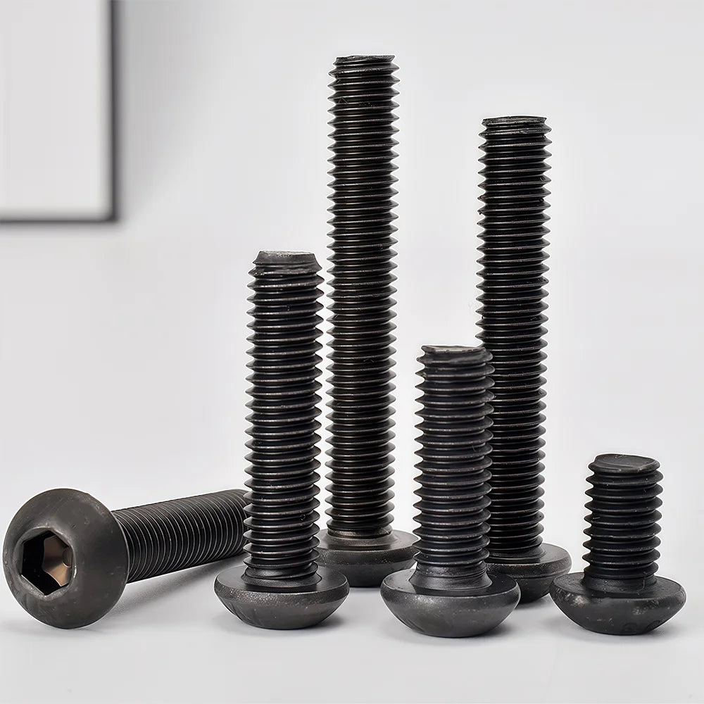10-200pcs Hexagon Hex Socket Head Screw ISO7380 M2 M2.5 M3 M4 M5 M6 M8 Black Grade 10.9 Steel Button Head Allen Bolt Screws