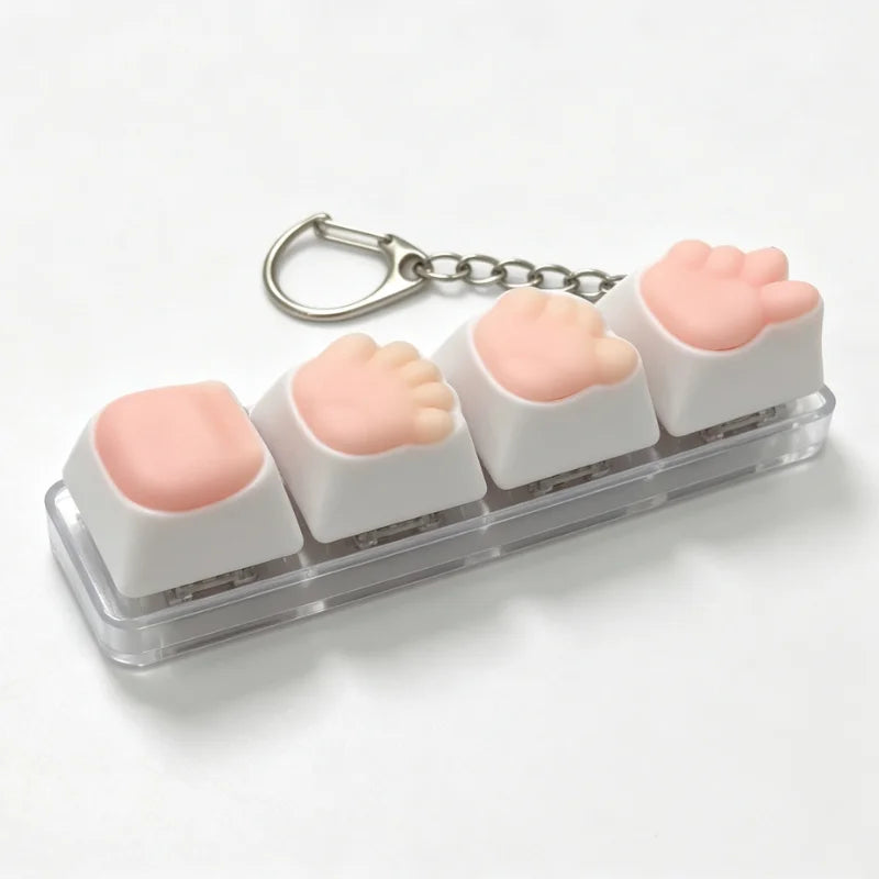 Cute Cat Paw Silicone Fidget Keychain Stress Relief Toy Portable Decor Gift For Mechanical Keyboard Lovers