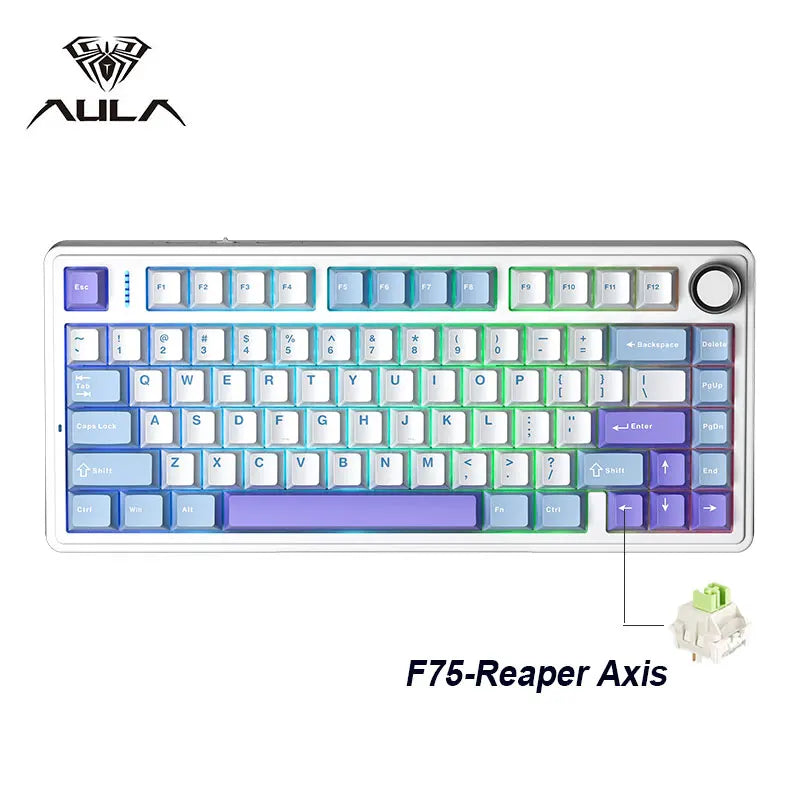 AULA F75 2.4G Wireless/Bluetooth/Wired Gaming Mechanical Keyboard RGB Customized 75% Layout OEM Profile Gasket Structure