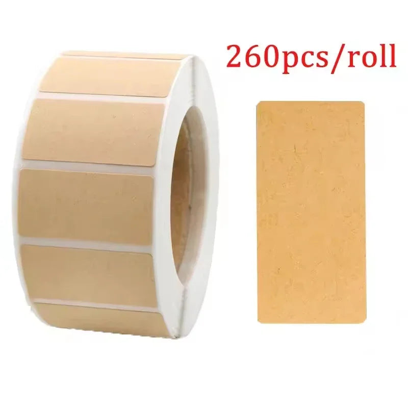 260-800pcs Kraft Paper Stickers Rolls of Self-adhesive Stickers Can be Handwritten Classification Packaging Note