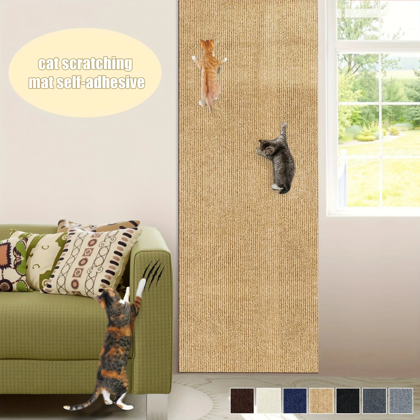 Self-Adhesive Cat Scratching Mat Trimmable Cat Scratching Post Cat Carpet for Anti-scratching Protector Anti Cat Scratch Mat