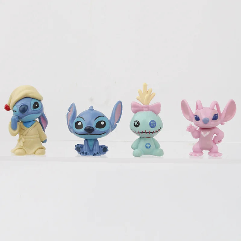 12pcs/set Stitch Lilo Action Figure Anime Cartoon Model Toys Cute Version Doll Cake Decoration Ornaments