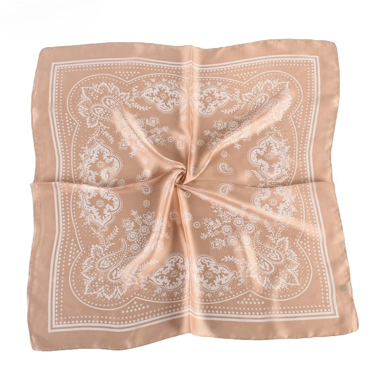 68cm Paisley Small Cashew Flower Scarf for Women Spring and Summer Thin Satin Square Scarf Retro Versatile Headscarf Shawl
