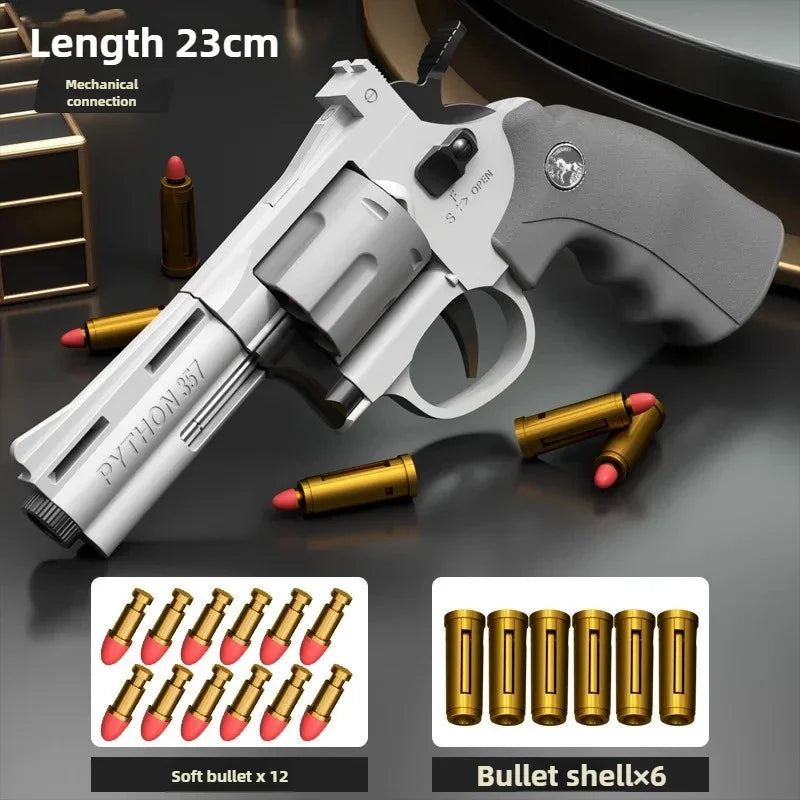 Continuous Firing ZP5 357 Revolver Launcher Pistol Soft Dart Bullet Toy Gun CS Outdoor Battle Game for Kids Adult Play