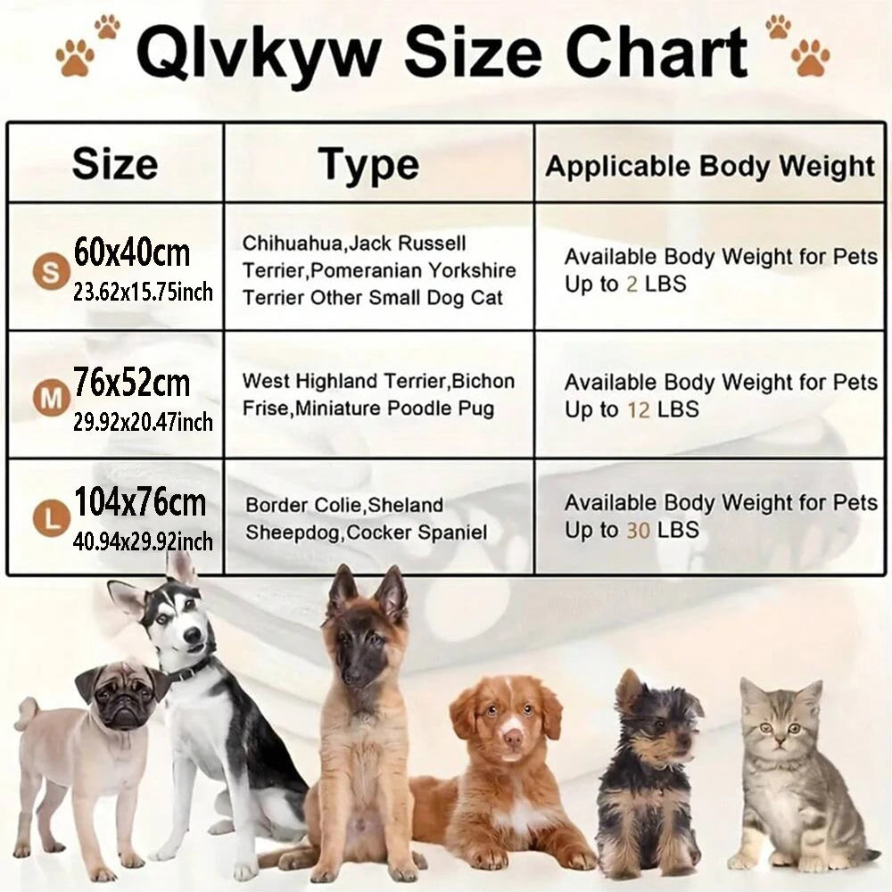 Cozy Plush Dog Paw Print Blanket - Soft Flannel Pet Bed Mat for Cats & Small to Medium Dogs, 3 Sizes, Machine Washable All-Seaso