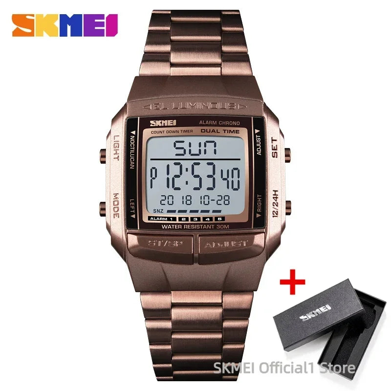 SKMEI 1381 Luxury Digital Watch for Men Sports Electronic Waterproof LED Display Wristwatches Mens Countdown Clock Reloj Hombre