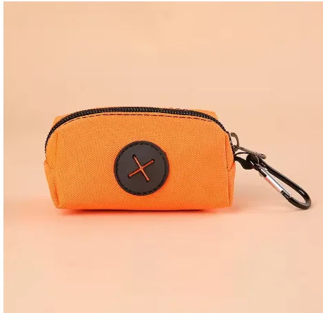Canvas Dog Poop Bag Holder, Outdoor Pet Waste Bag Dispenser with Carabiner Clip, Animal Waste Collection Pouch
