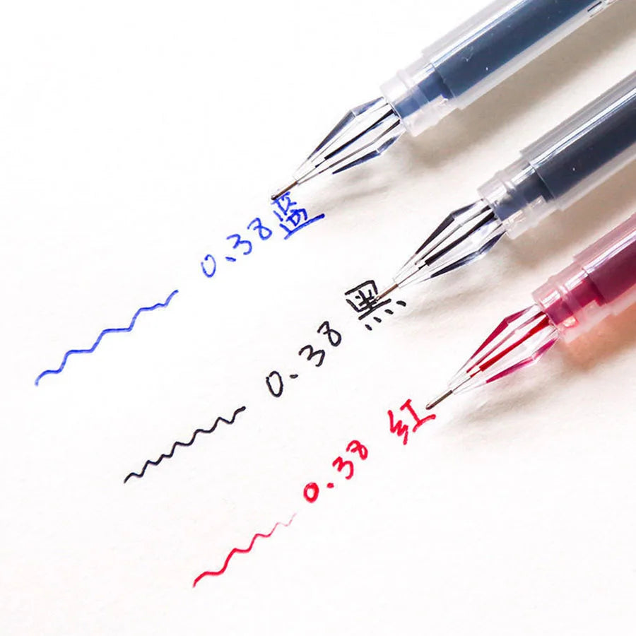 3pcs/mix Diamond tip Gel Pen Fine 0.38mm Large-capacity Black/Blue/Red ink Exam Signing Writing School Office Supplie Stationery