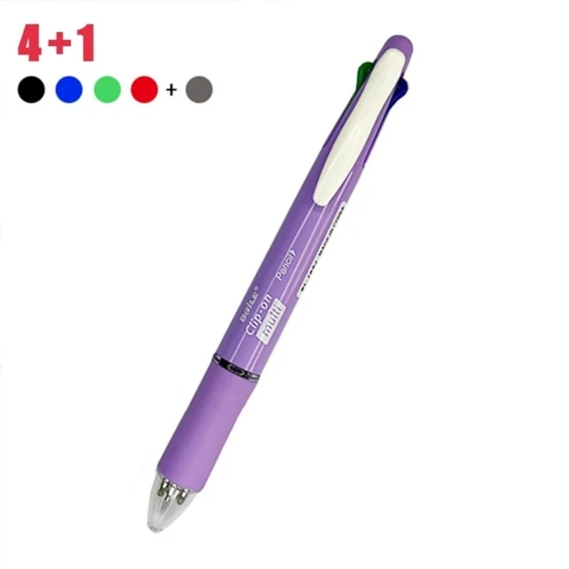 5 In 1 Multicolor Ballpoint Pens 4 Colors Ball Pen 1 Automatic Pencil With Eraser For School Office Writing Supplies Stationery