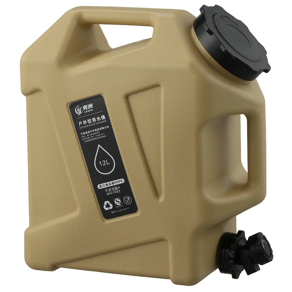 12L Camping Water Container Outdoor Water Bucket Large Capacity Portable Water Bag Detachable Faucet Picnic Drive Water Tank