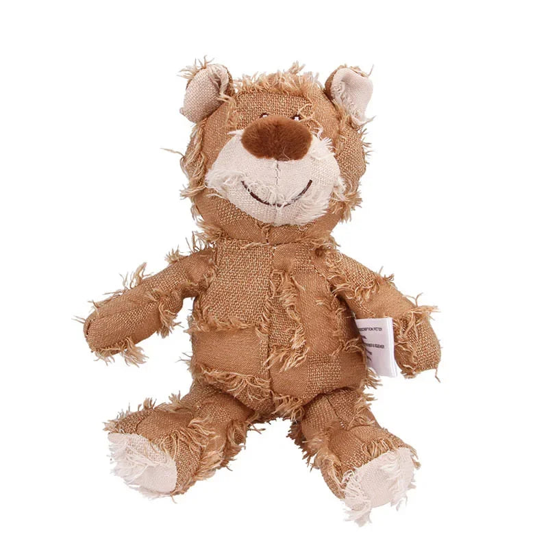 Dog Companion for Chewers Indestructible Bear Toy Resistant Squeaky Dog Toys Heavy Chewers Stuffed Plush Dog Toys for Aggressive