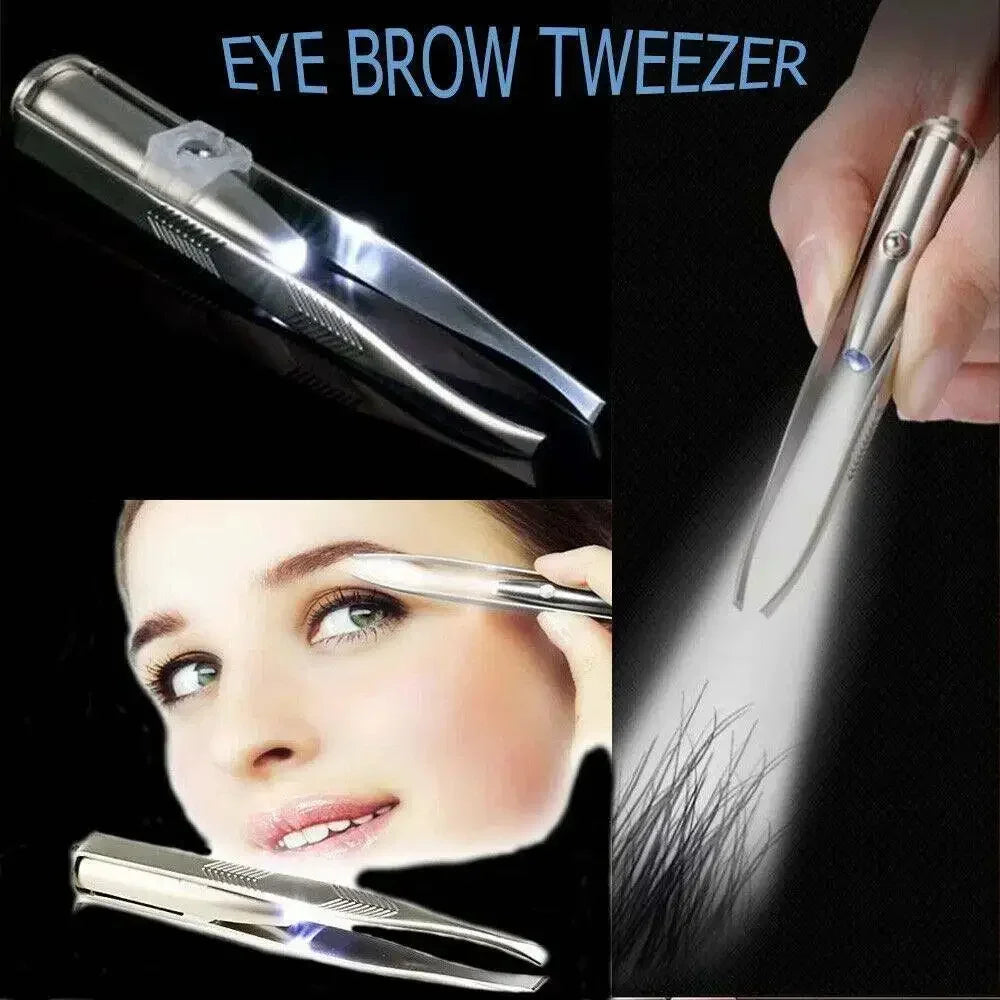 1/3Pcs Led Eyebrow Tweezers Stainless Steel Face Eyebrow Design Eyelashes Remover Tools Light Eyelash Tweezers Beauty Makeup