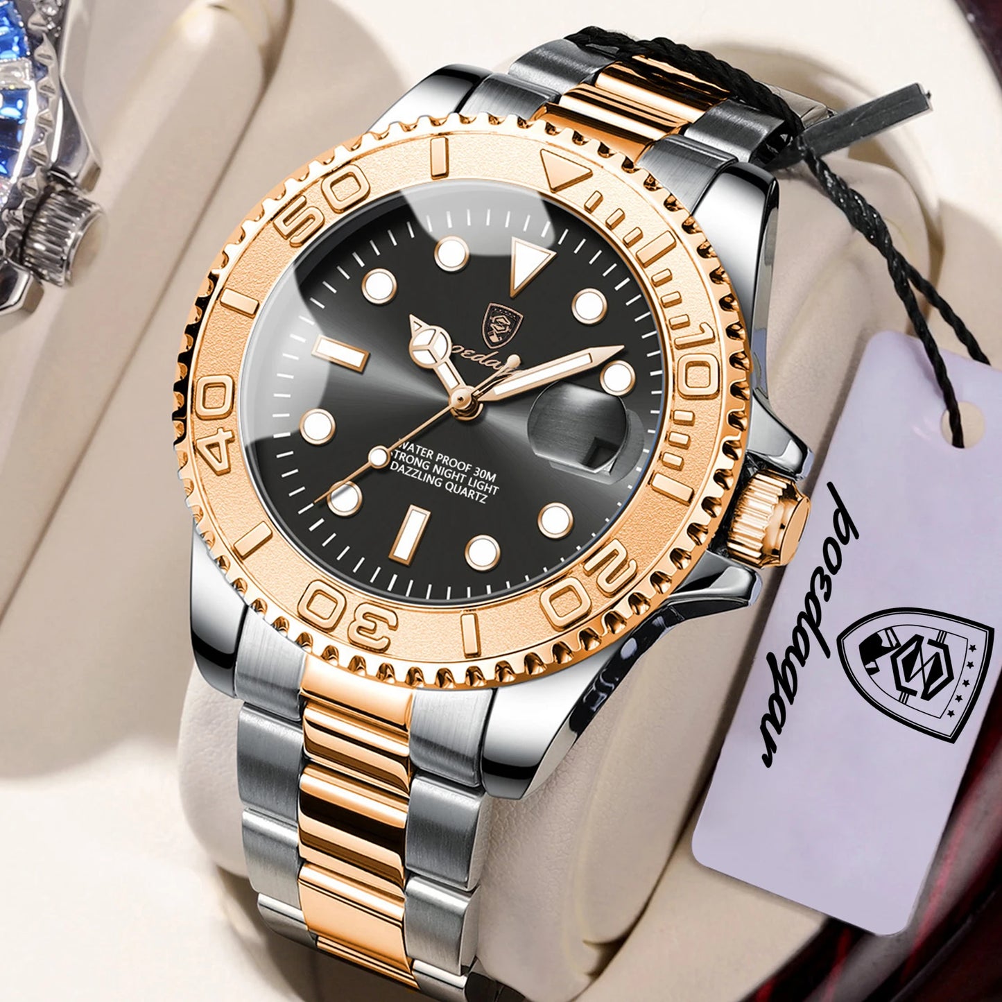 POEDAGAR Casual Fashion Man Wristwatch Waterproof Luminous Date Exquisite Men Watch Stainless Steel Classic Men's Quartz Watches