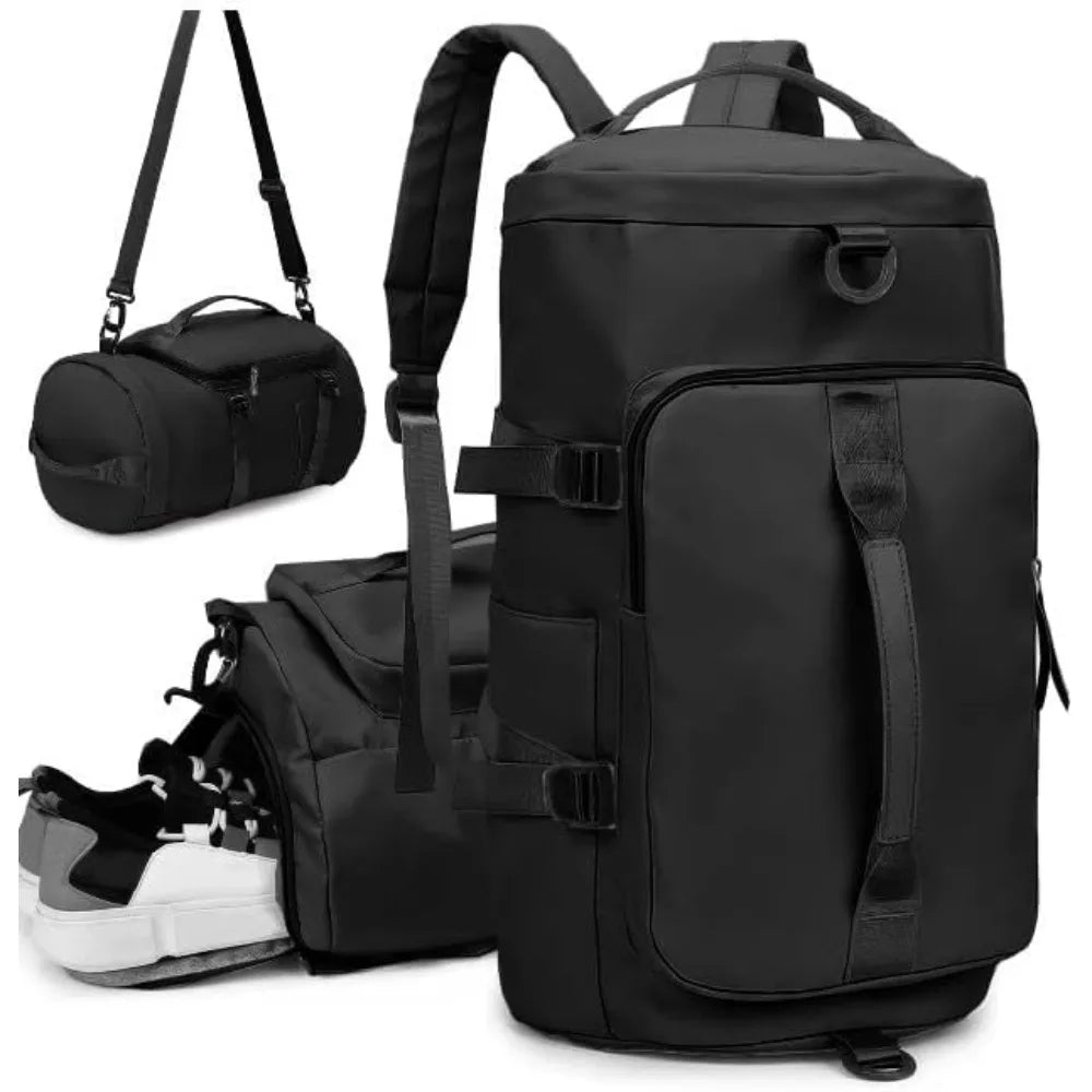 3-in-1 Waterproof Travel Duffle – Gym Tote & Backpack with Shoe Compartment