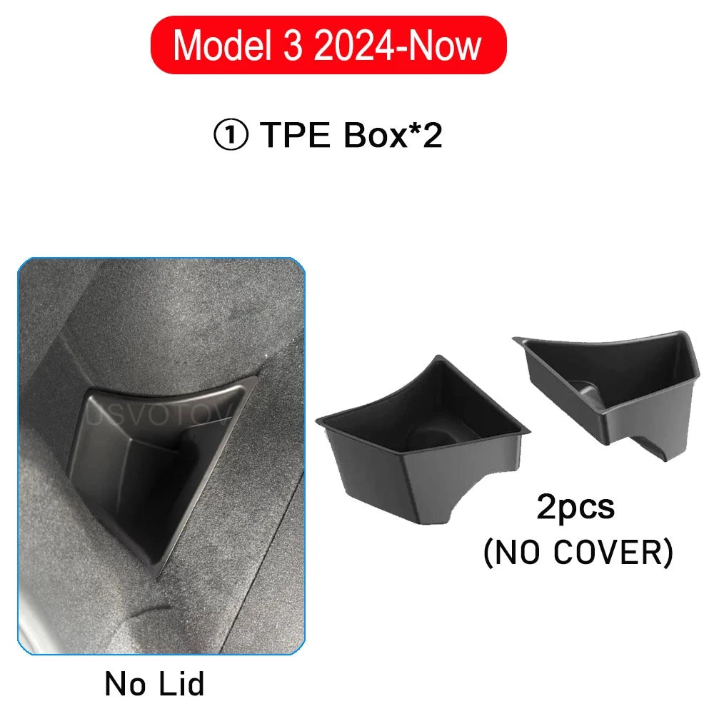 Rear Trunk Storage Bins for Tesla Model 3 2026 - 2024 Trunk Storage Box TPE Trunk Organizer Model 3 Highland Travel Accessories