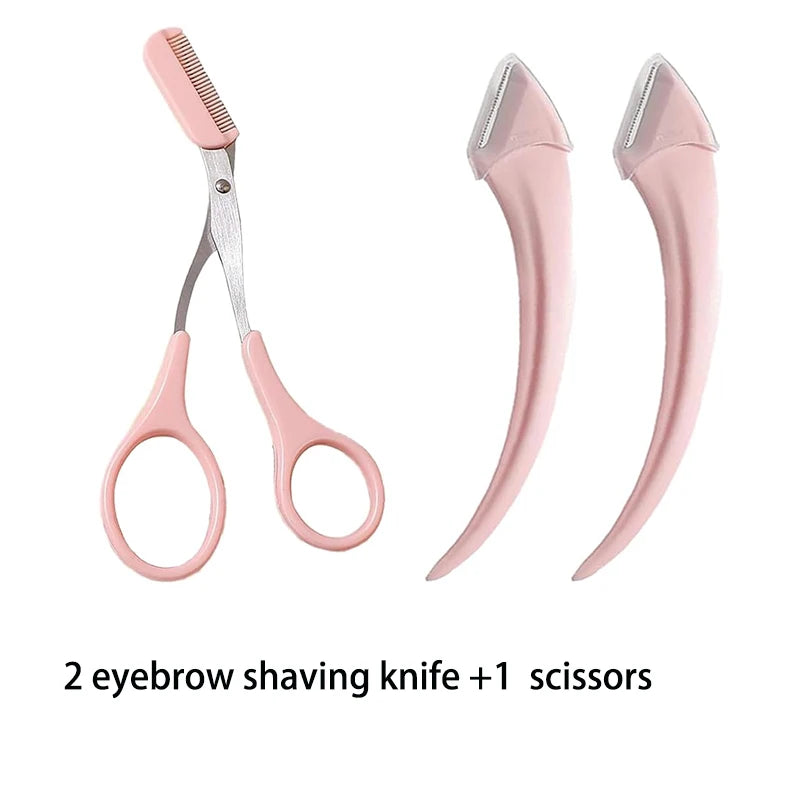 Eyebrow Trimming Knife Eyebrow Face Razor For Women Professional Eyebrow Scissors With Comb Brow Trimmer Scraper Accessories