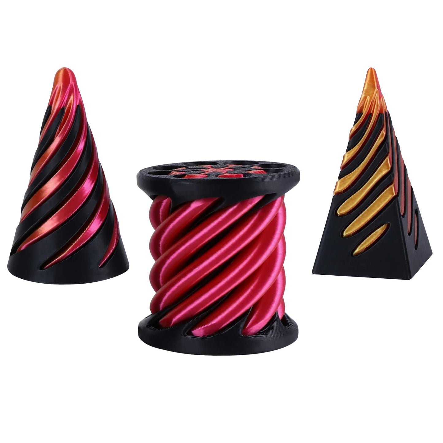 3 Pack Spiral Cone Fidget Toys 3D Printed Impossible Passthrough Pyramid Pillar Helix Screw Toys for Anxiety Relaxing