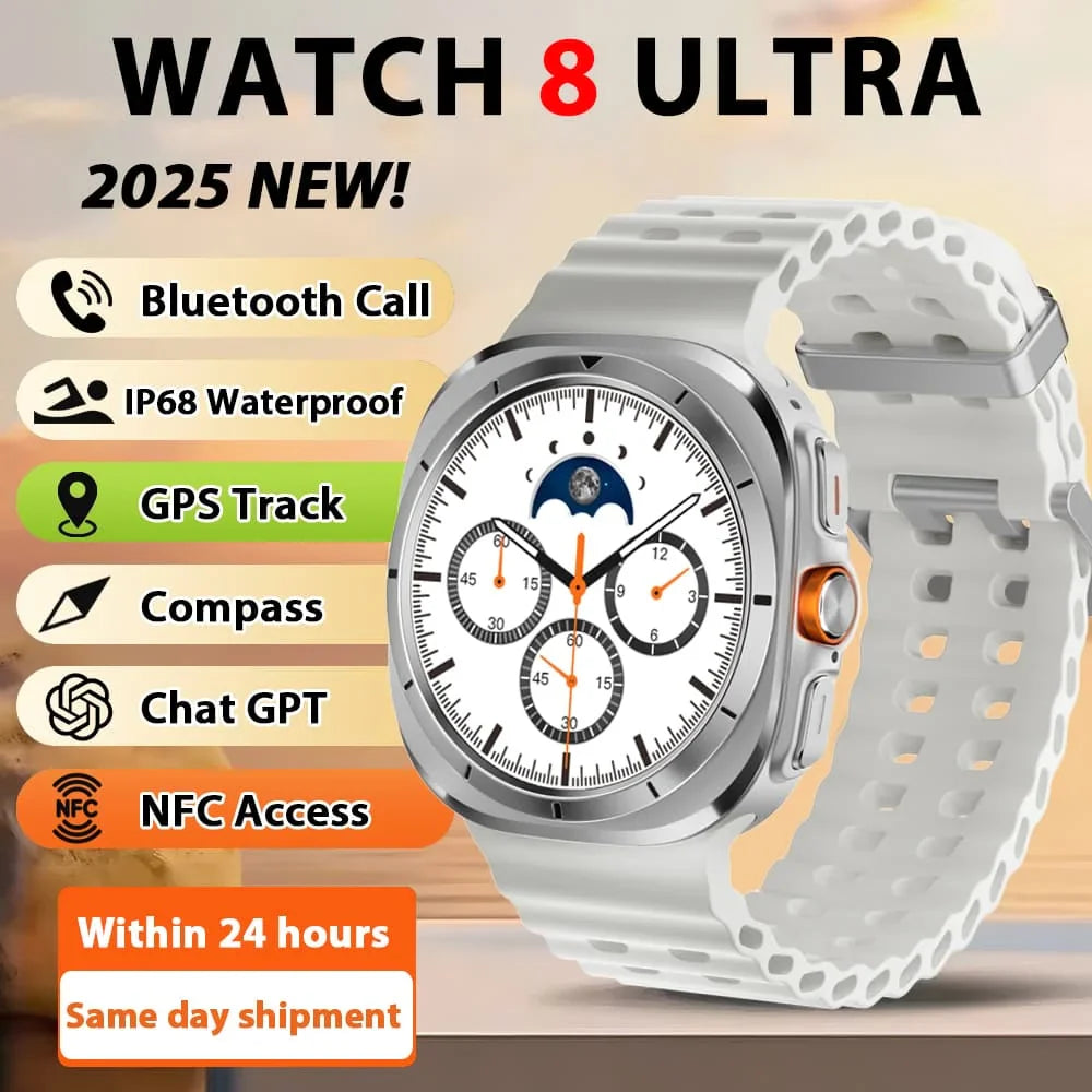 Smart Watch 8 Ultra 2025 Color Matching GPS Compass Smart Watch BT call NFC IP68 Waterproof 4GB Health monitoring Reduction 100%