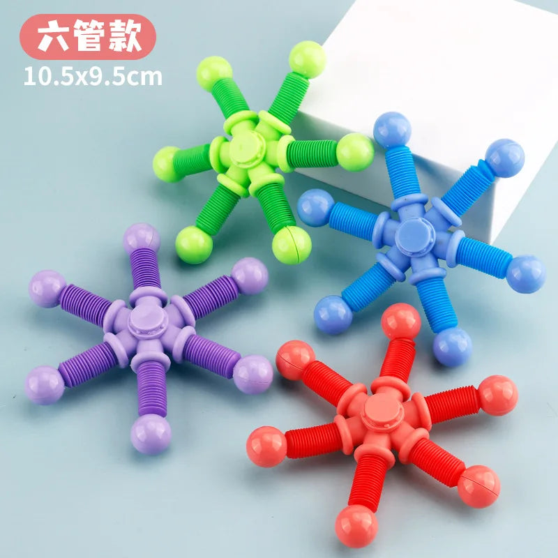 1pcs Fidget Spinner Toys Pop Tube Sensory Toys Suction Cup Games Plastic Transformable Stress Relief Adult Gifts