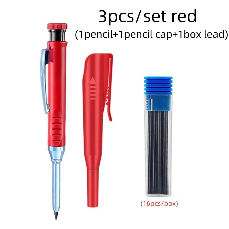 Solid Carpenter Pencils Set with 16Refills, 2.8mm Deep Hole Mechanical Pencil Marker Construction Pencils Woodworking Drafting