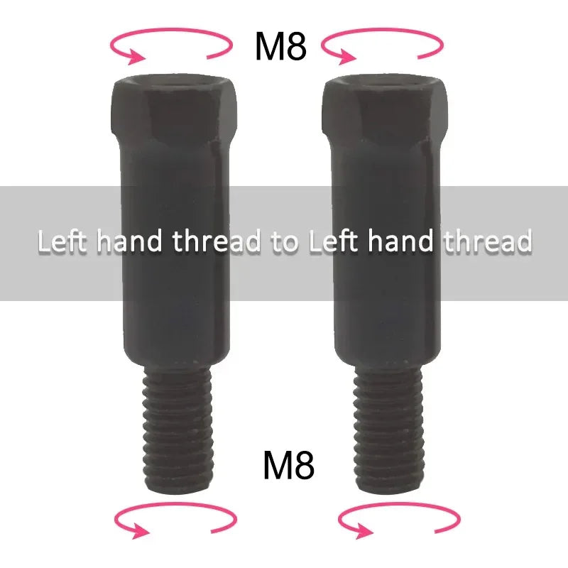 1 Pair Longer Black Silver Motorcycle Rear Mirror Adapters M8 8mm Clockwise Anti-clockwise Right Left Hand Thread Changing Screw