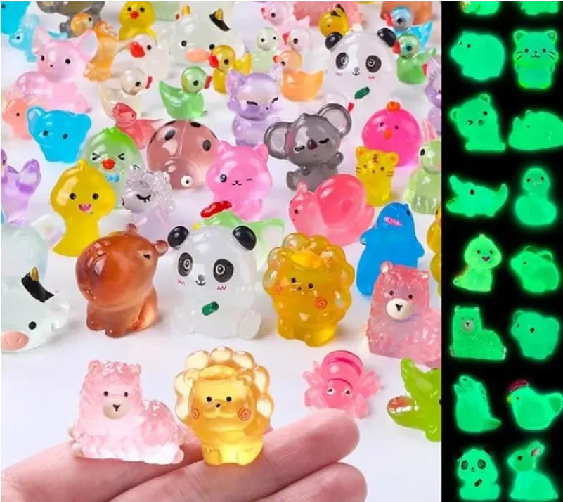 30-100pcs Luminous Mini Resin Animal Figurines Glow in The Dark Fish Tank Aquarium Ornament Aquatic Landscaping Decor Accessory