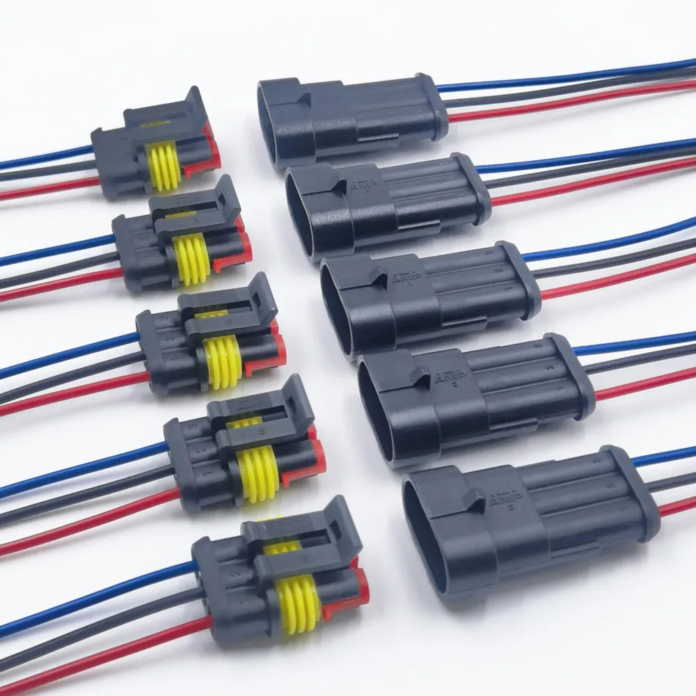 1/2/3/4 Pin Waterproof Connector, Electrical Terminal Quick Connector, 10Pcs/ 5Sets, With Wire, Suitable For Cars, Ships, Etc.