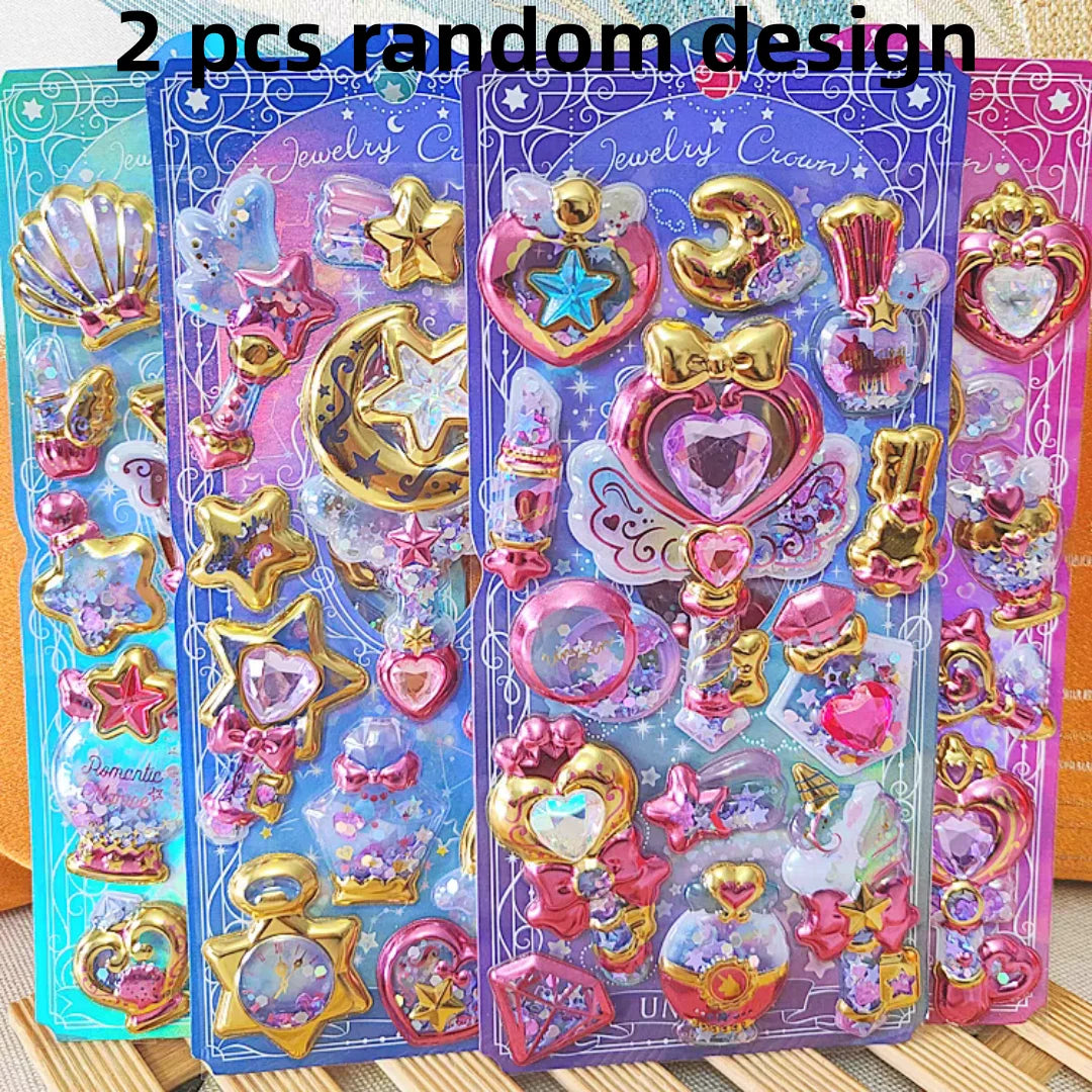 Kawaii Capsule Sparkling 3D Stickers Scrapbooking Diy Journal Stationery Sticker Cute Deco Art School Supplies