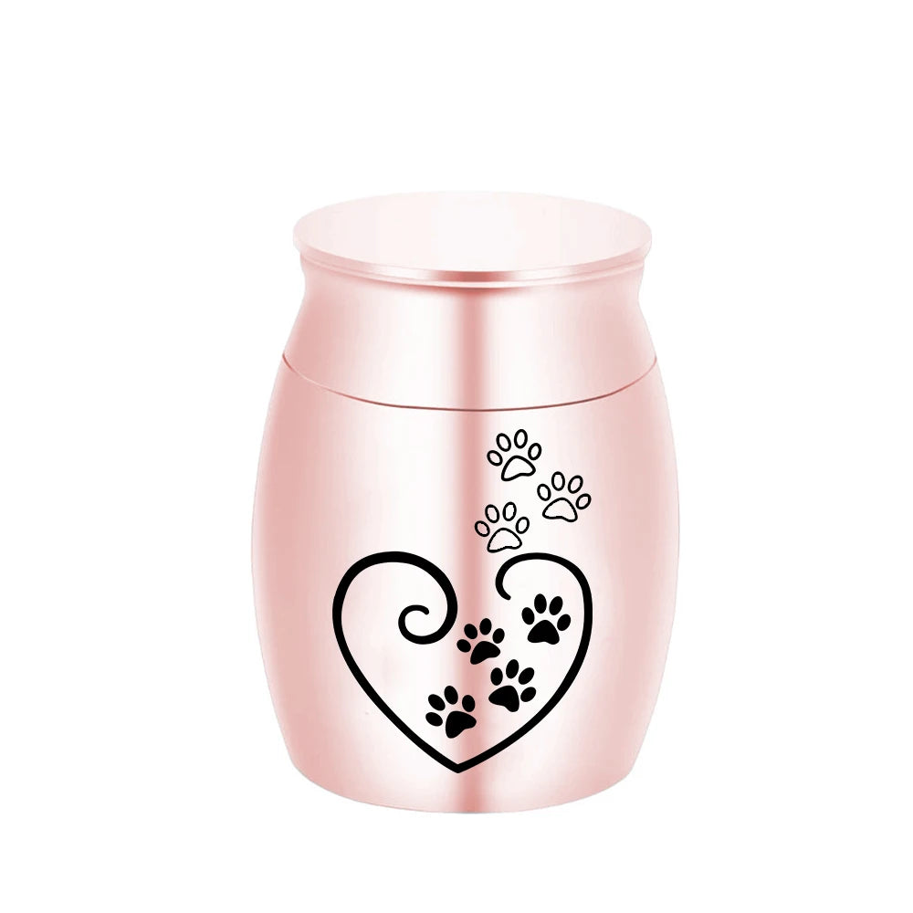 Cremation Ashes Holder Urn for Pet Ashes Paw Print Cat Dog Ashes Memorial Keepsake Aluminium alloy Waterproof Decorative Urns