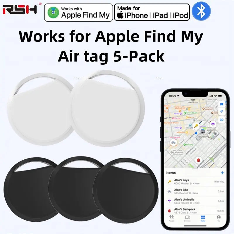 5-pack Smart Air tag(only IOS),Work with Apple Find My (iOS only), GPS Global positioning Smart tracker for key bag car wallet