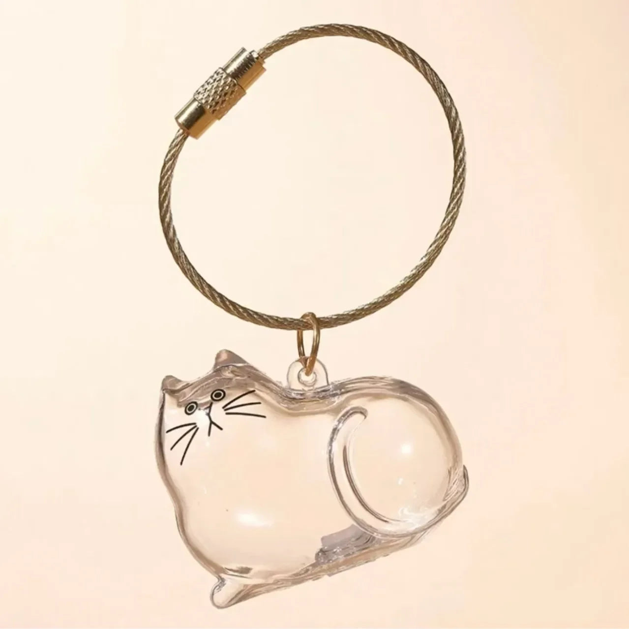 Transparent Dog Hair Storage Container Adorable Pet Keepsake Capsule Pendant With Key Ring for Pet Lovers DIY Memorial Keychain